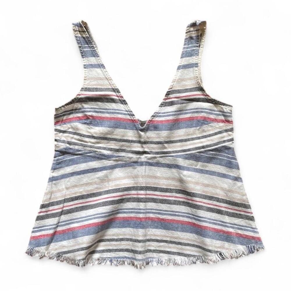 Zara Basic Denim Couture Striped Top